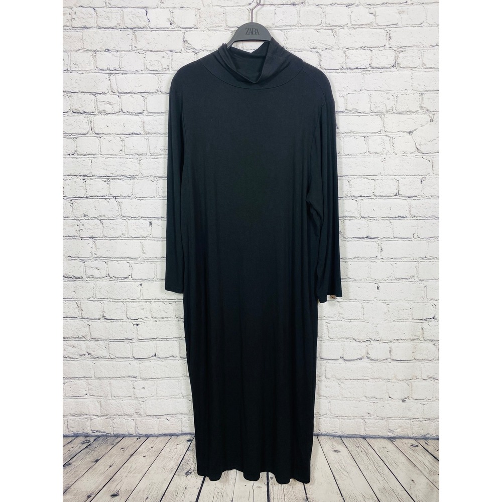 Torrid Maxi Dress Womens Mock Neck Black Size 2 Excellent Long Sleeve Jersey